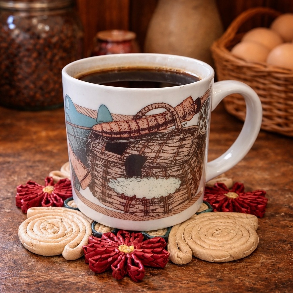 Fly Fishing Fisherman Outdoor Rod and Reel Lure Fish Net Coffee Cup